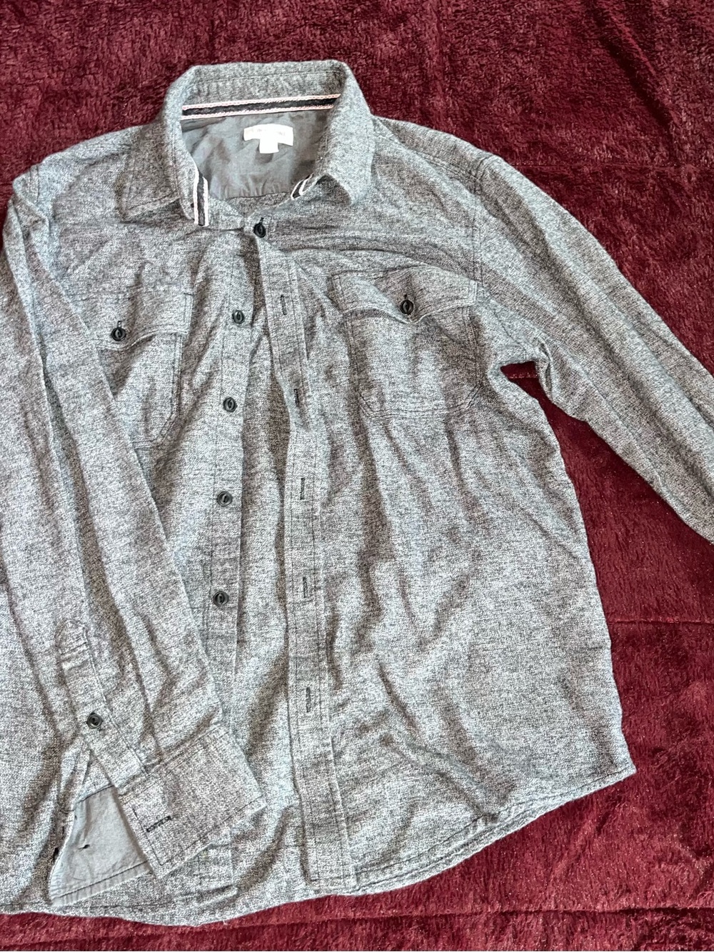 Sun + Stone Grey Button-Front Lightweight Jacket Shirt